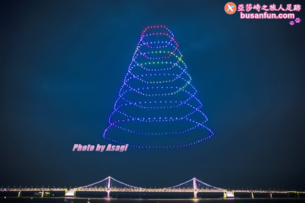釜山夜景｜廣安里M無人機多媒體燈光秀2023每週六越夜越美麗